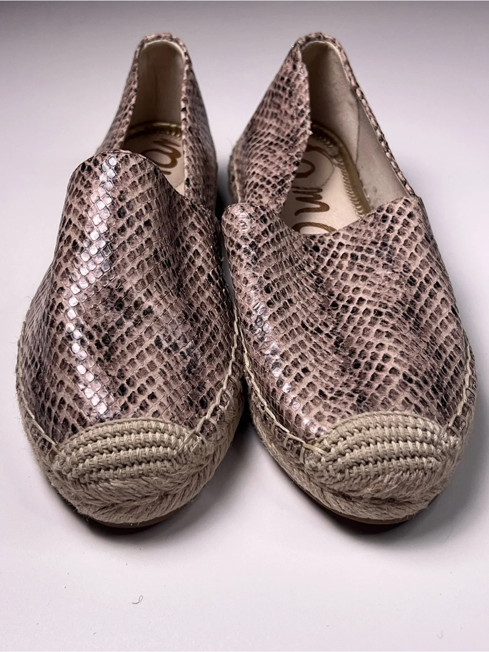Sam Edelman Kesia Snake Print Leather Espadrille Slip-on Flats Women’s 6 NWOB